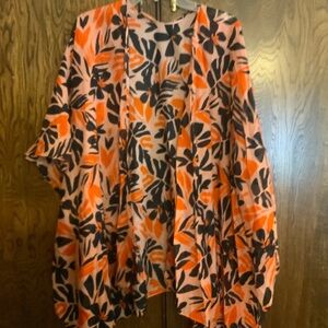 Old Navy Vibrant Orange and Black Kimono